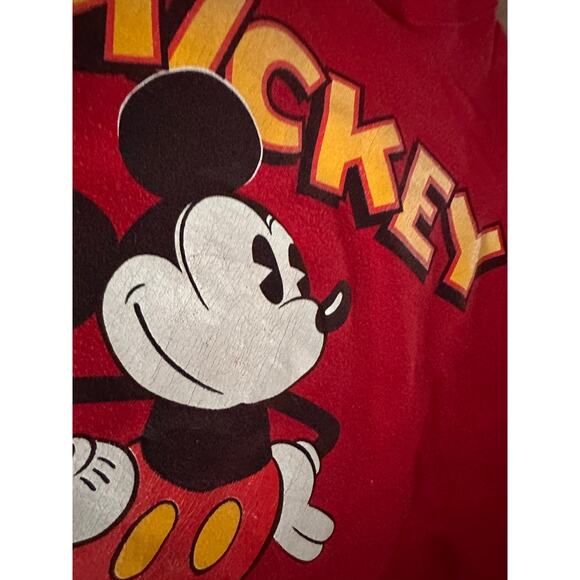 Vintage 90s Disney Mickey Mouse Sweatshirt Modern Size Large Red front Graphic - Picture 3 of 7
